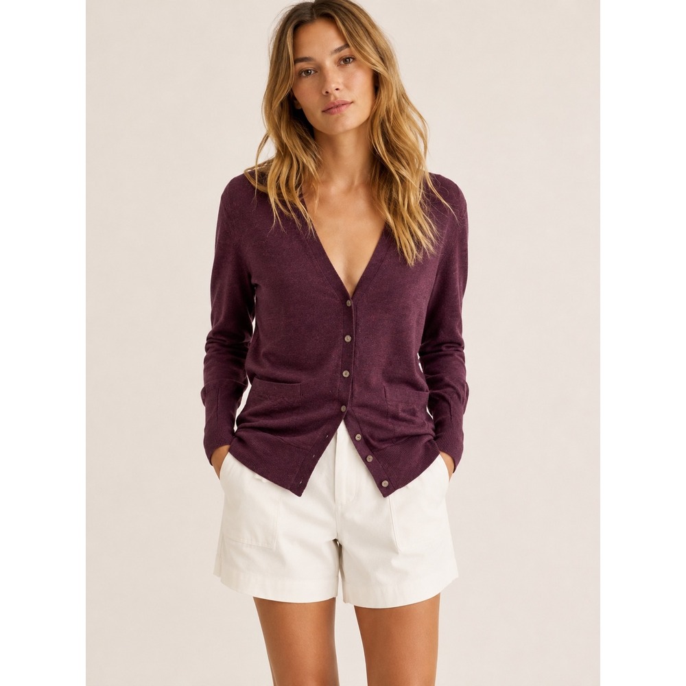 Banana Republic Womens‎ Merino Wool Cardigan XXS Classic Office Plum Sweater